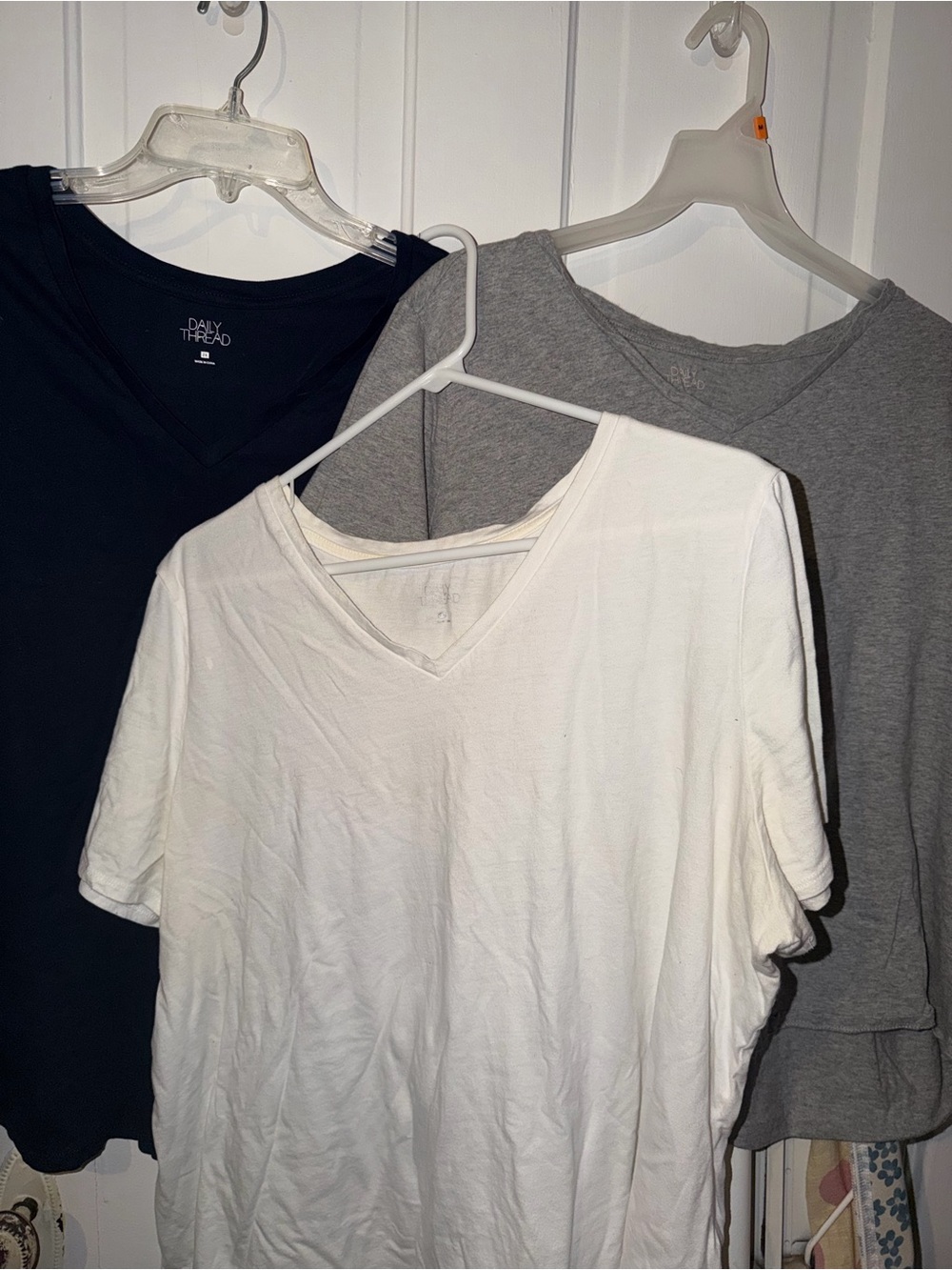 Bundle of 3 Women’s V-Neck Tee shirts - white, gray, navy